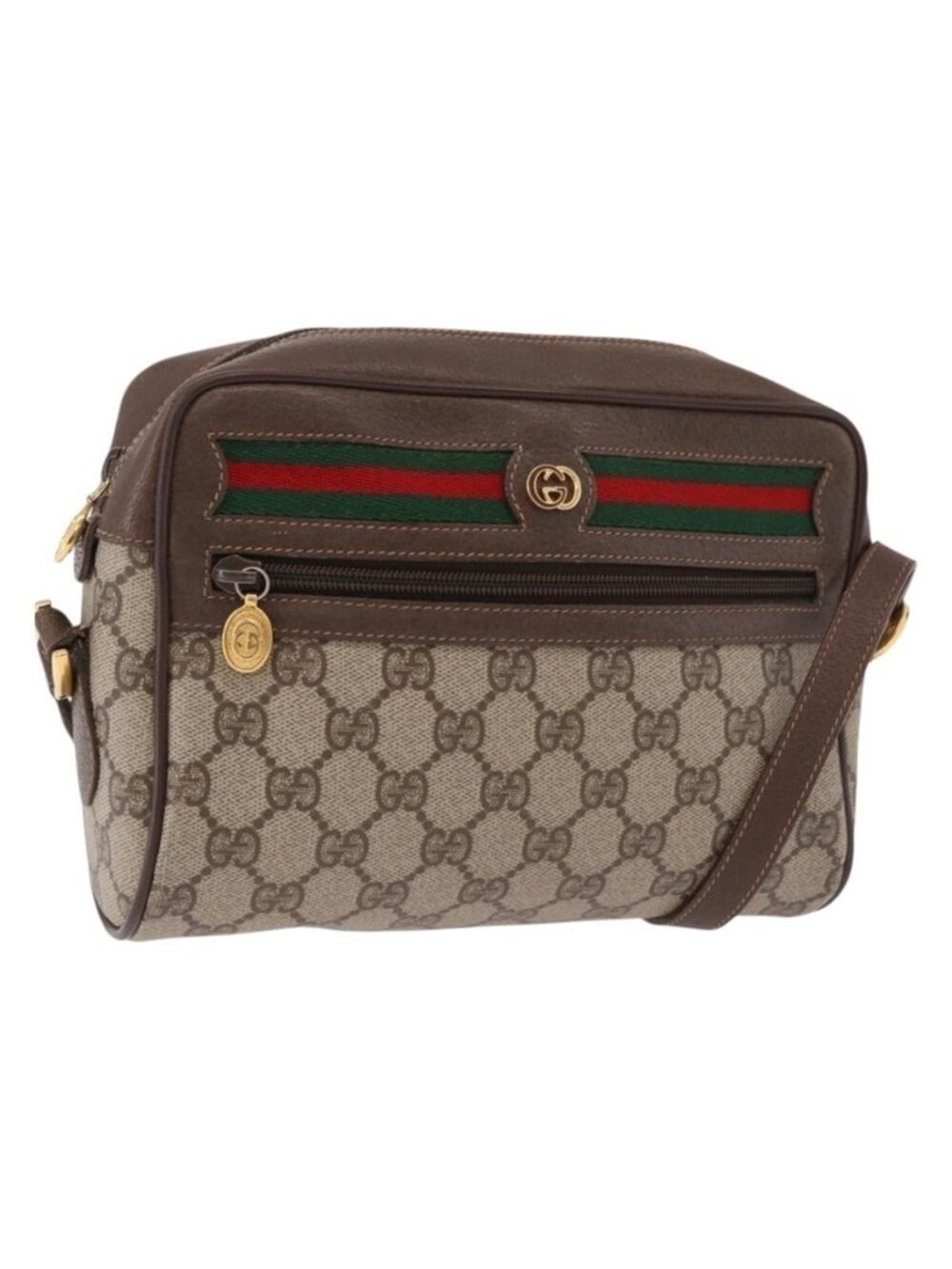 Authentic GUCCI GG Supreme Shoulder Bag PVC Beige Gold 56 01 087
